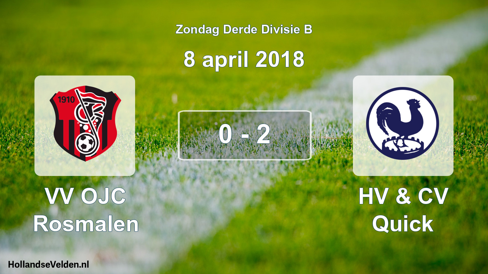 Total number of matches played: VV OJC Rosmalen - HV & CV Quick 0 - 2 (8 April 2018)