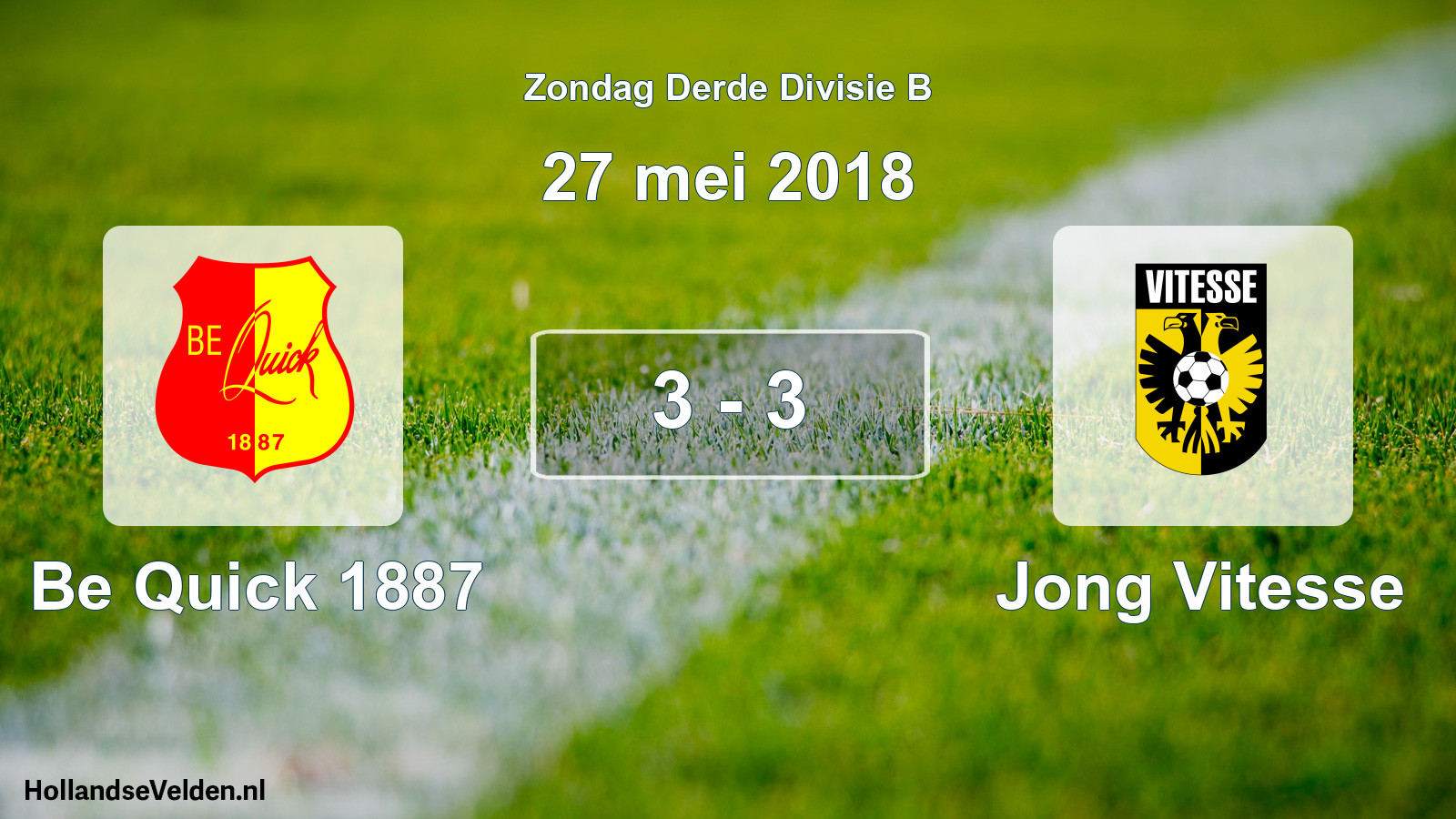 Total number of matches played: Be Quick 1887 - Jong Vitesse 3 - 3 (27 May 2018)
