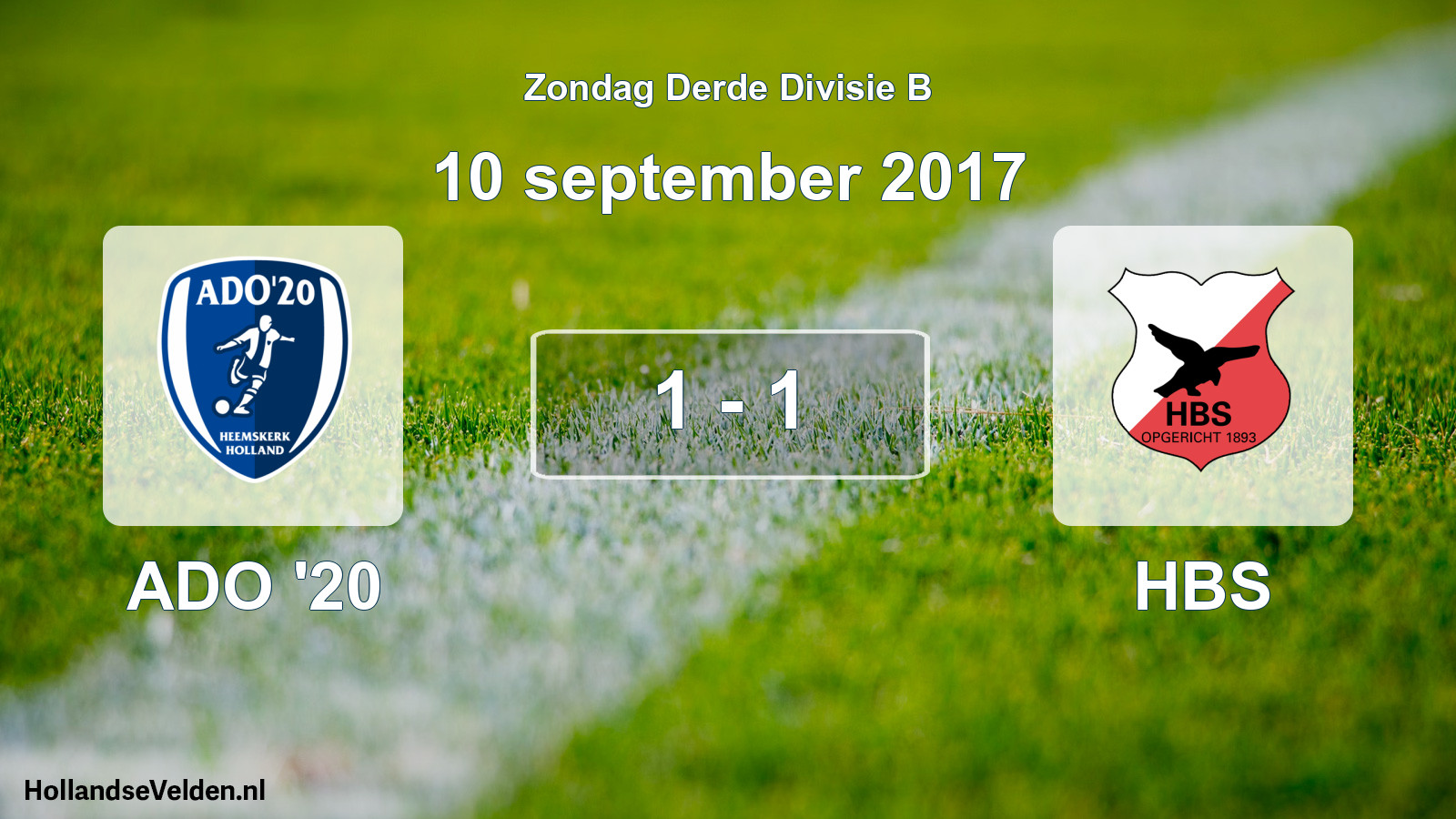 Total number of matches played: ADO '20 - HBS 1 - 1 (10 September 2017)