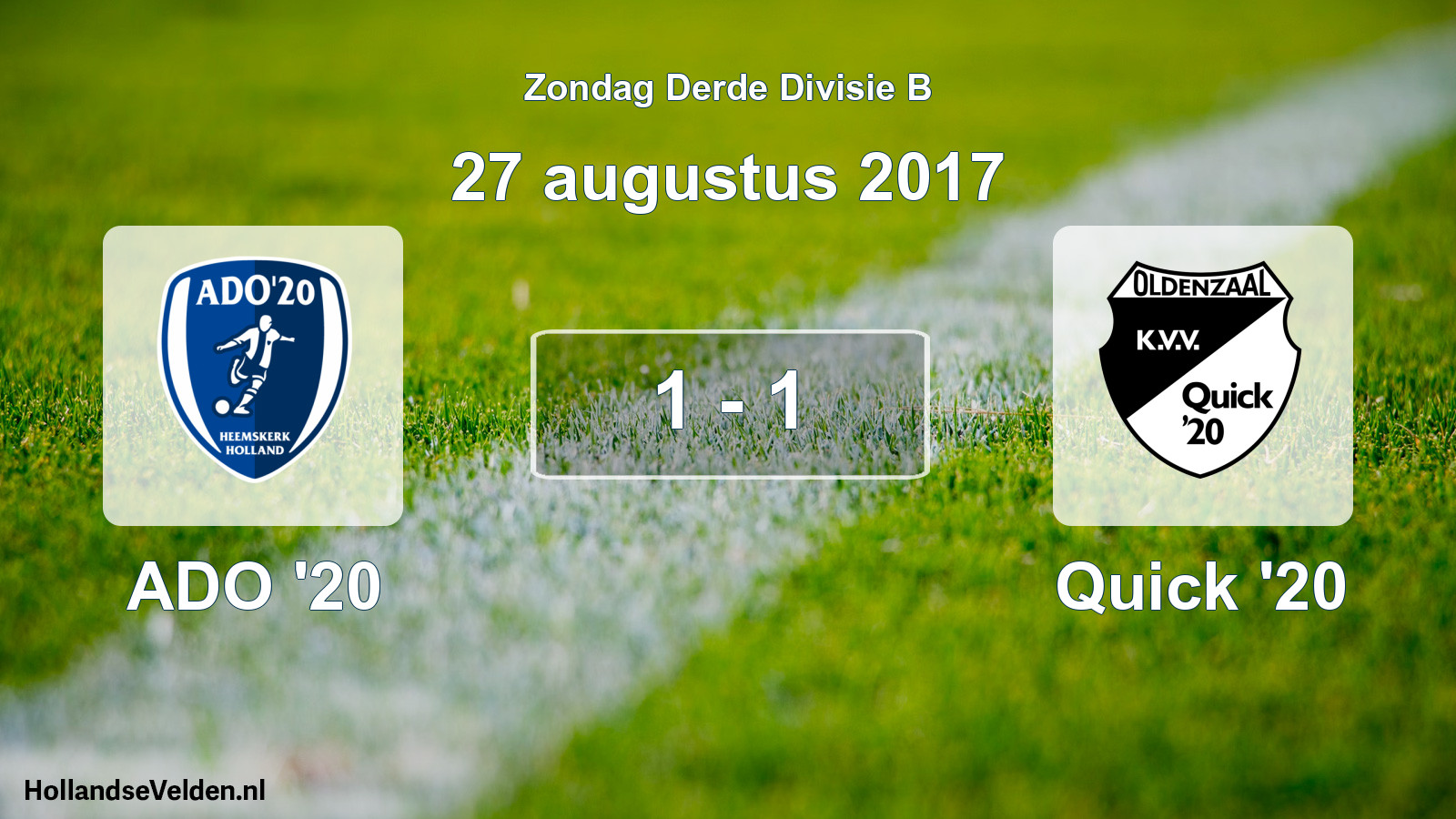 Total number of matches played: ADO '20 - Quick '20 1 - 1 (27 August 2017)