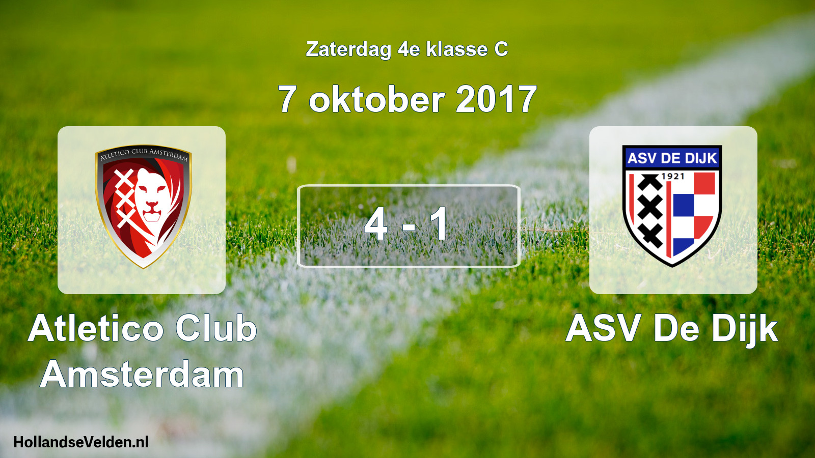 Total number of matches played: Atletico Club Amsterdam - ASV De Dijk 4 - 1 (7 October 2017)