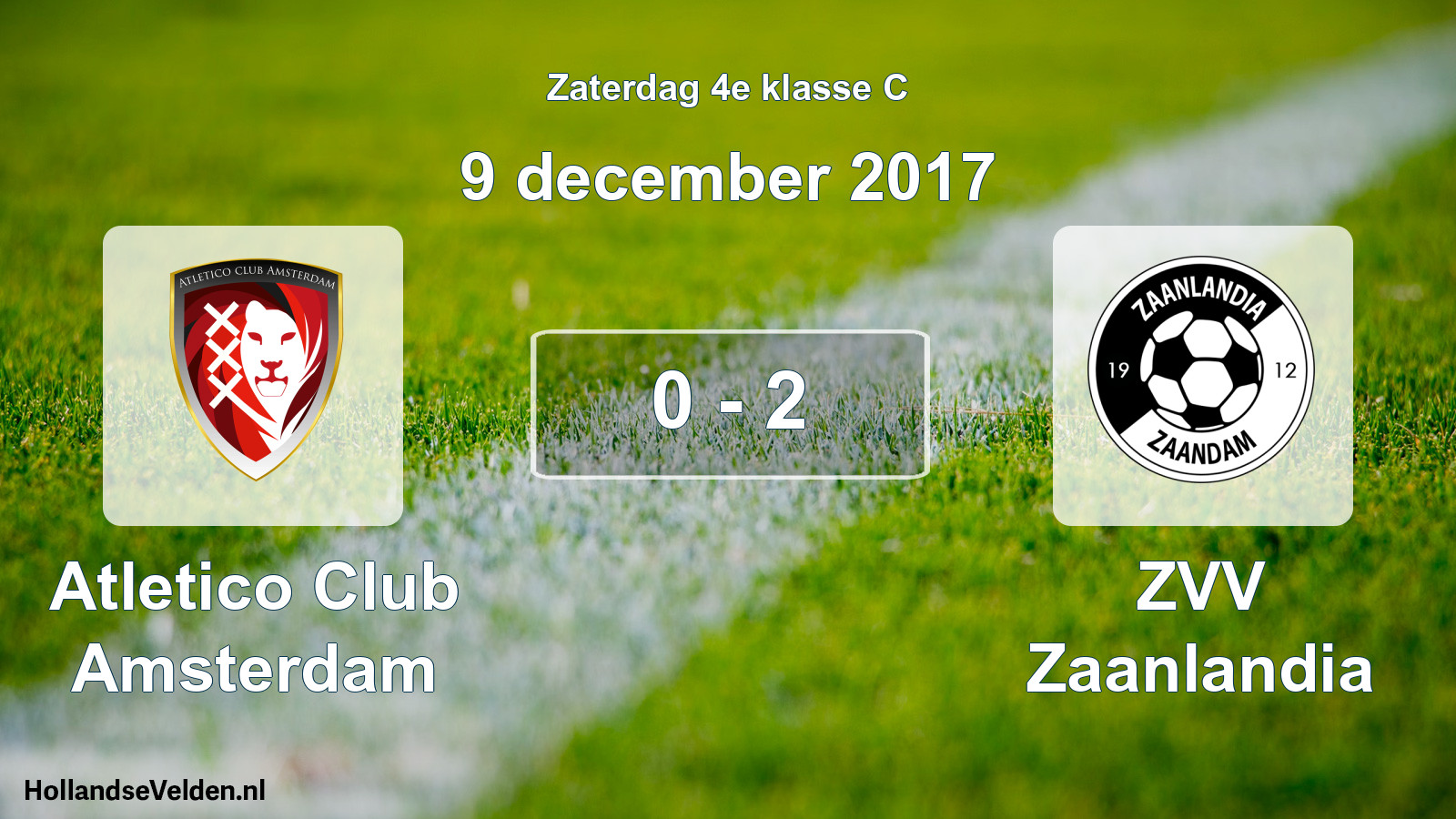 Total number of matches played: Atletico Club Amsterdam - ZVV Zaanlandia 0 - 2 (9 December 2017)