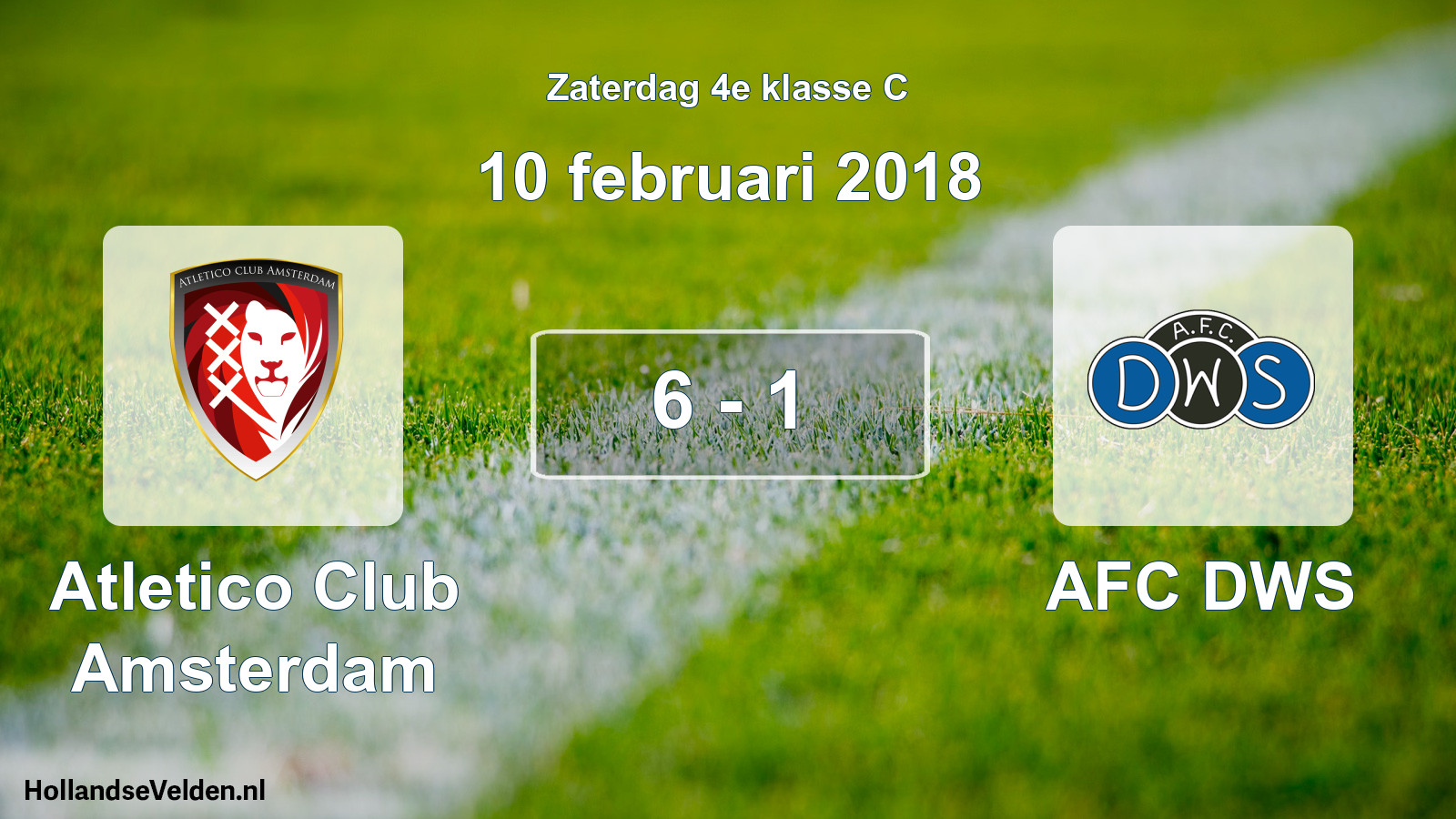 Total number of matches played: Atletico Club Amsterdam - AFC DWS 6 - 1 (10 February 2018)