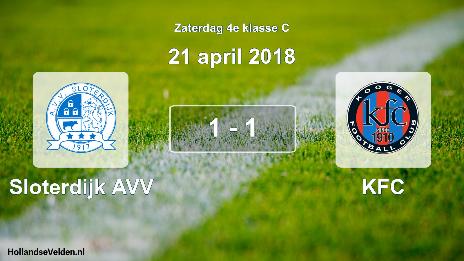 Total number of matches played: Sloterdijk AVV - KFC 1 - 1 (21 April 2018)