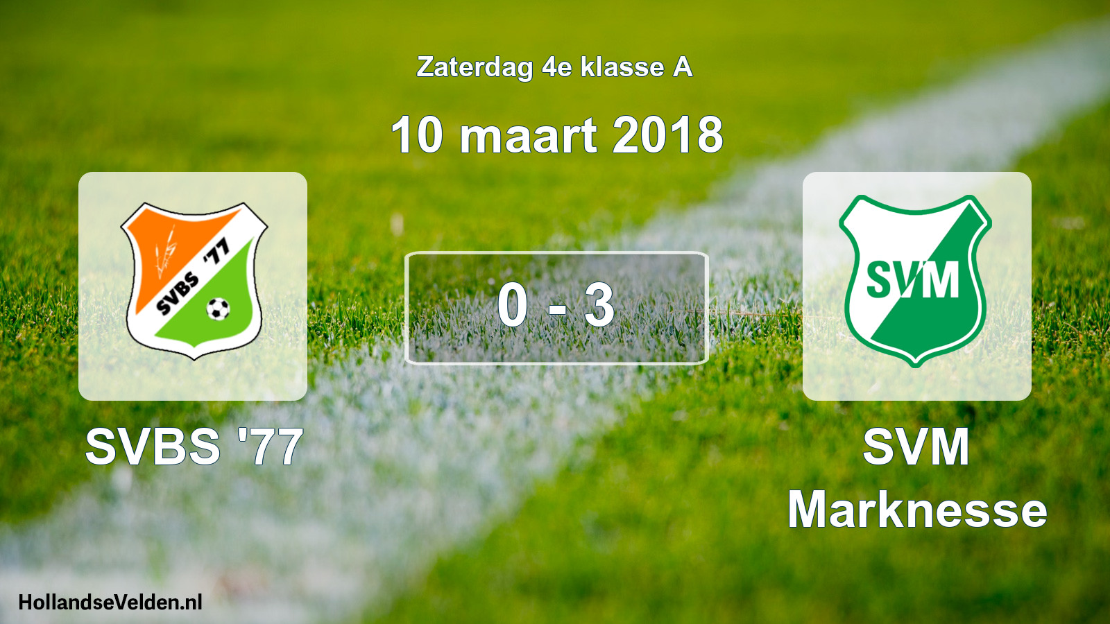Total number of matches played: SVBS '77 - SVM Marknesse 0 - 3 (10 March 2018)