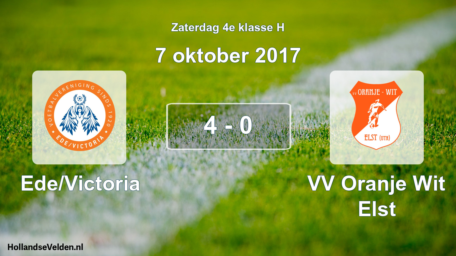 Total number of matches played: Ede/Victoria - VV Oranje Wit Elst 4 - 0 (7 October 2017)
