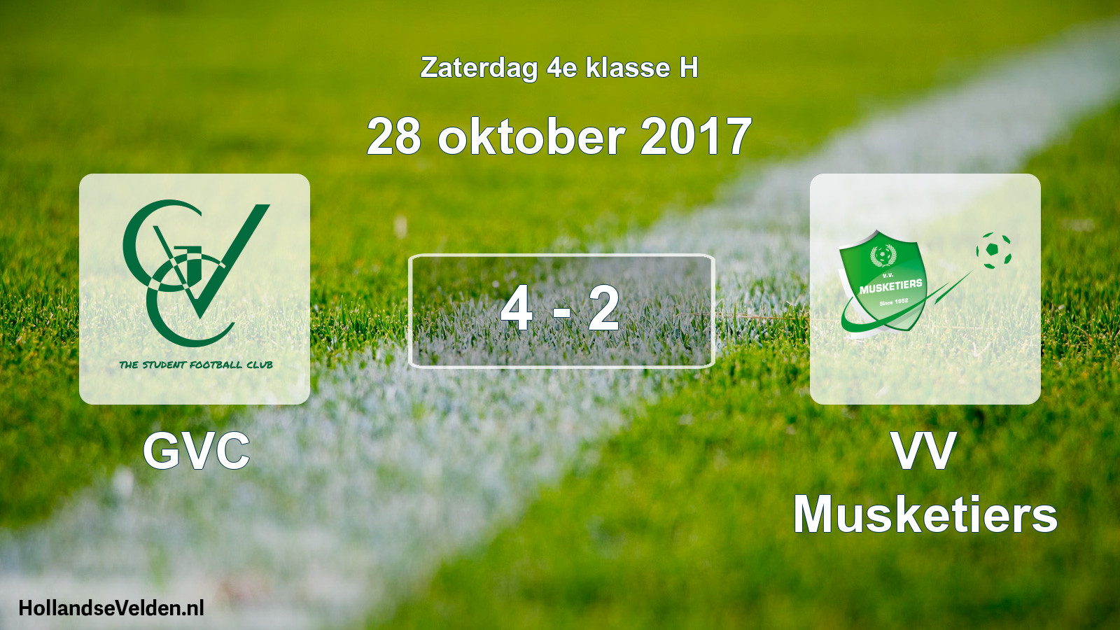 Total number of matches played: GVC - VV Musketiers 4 - 2 (28 October 2017)