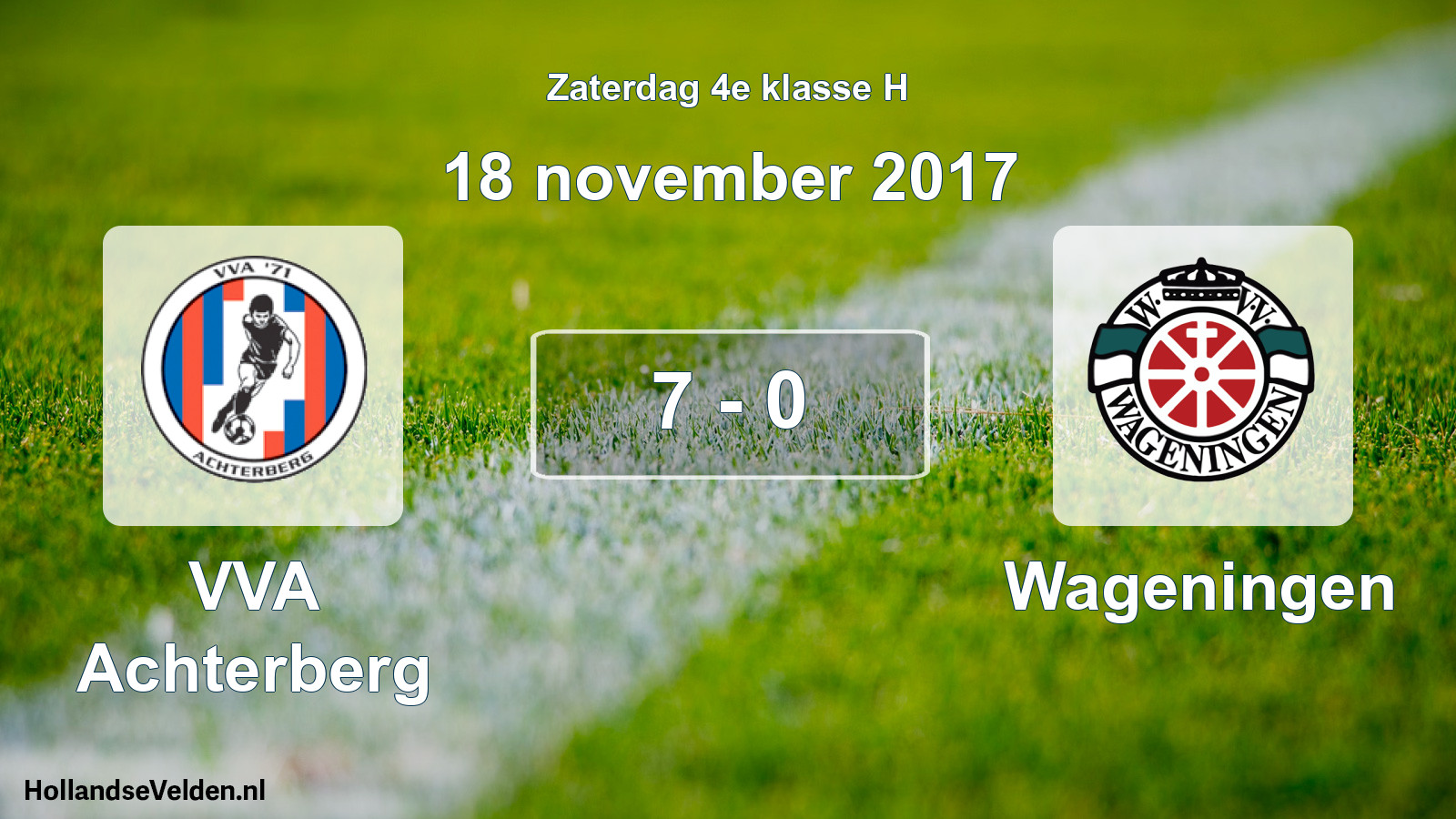 Total number of matches played: VVA Achterberg - Wageningen 7 - 0 (18 November 2017)