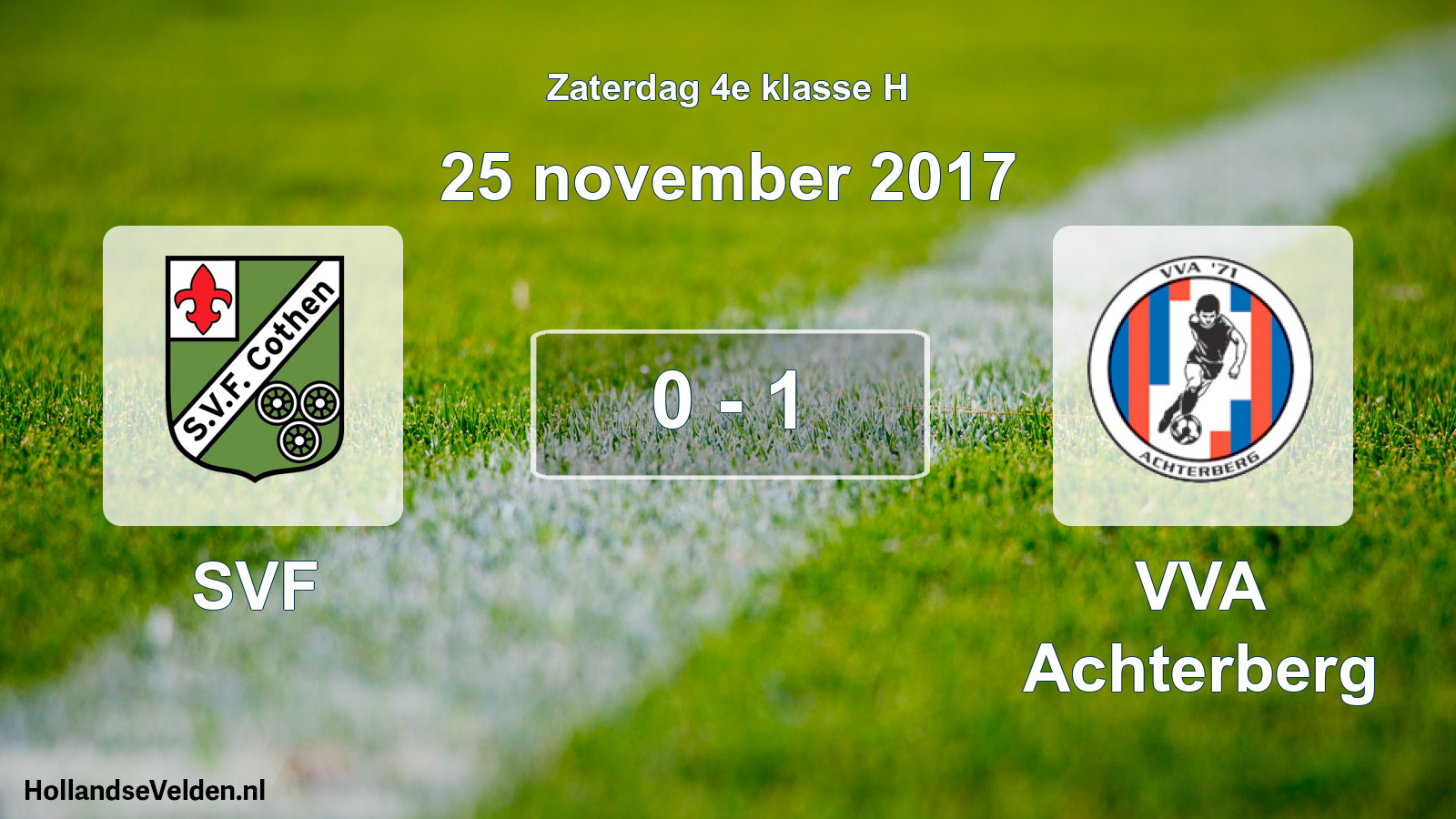 Total number of matches played: SVF - VVA Achterberg 0 - 1 (25 November 2017)