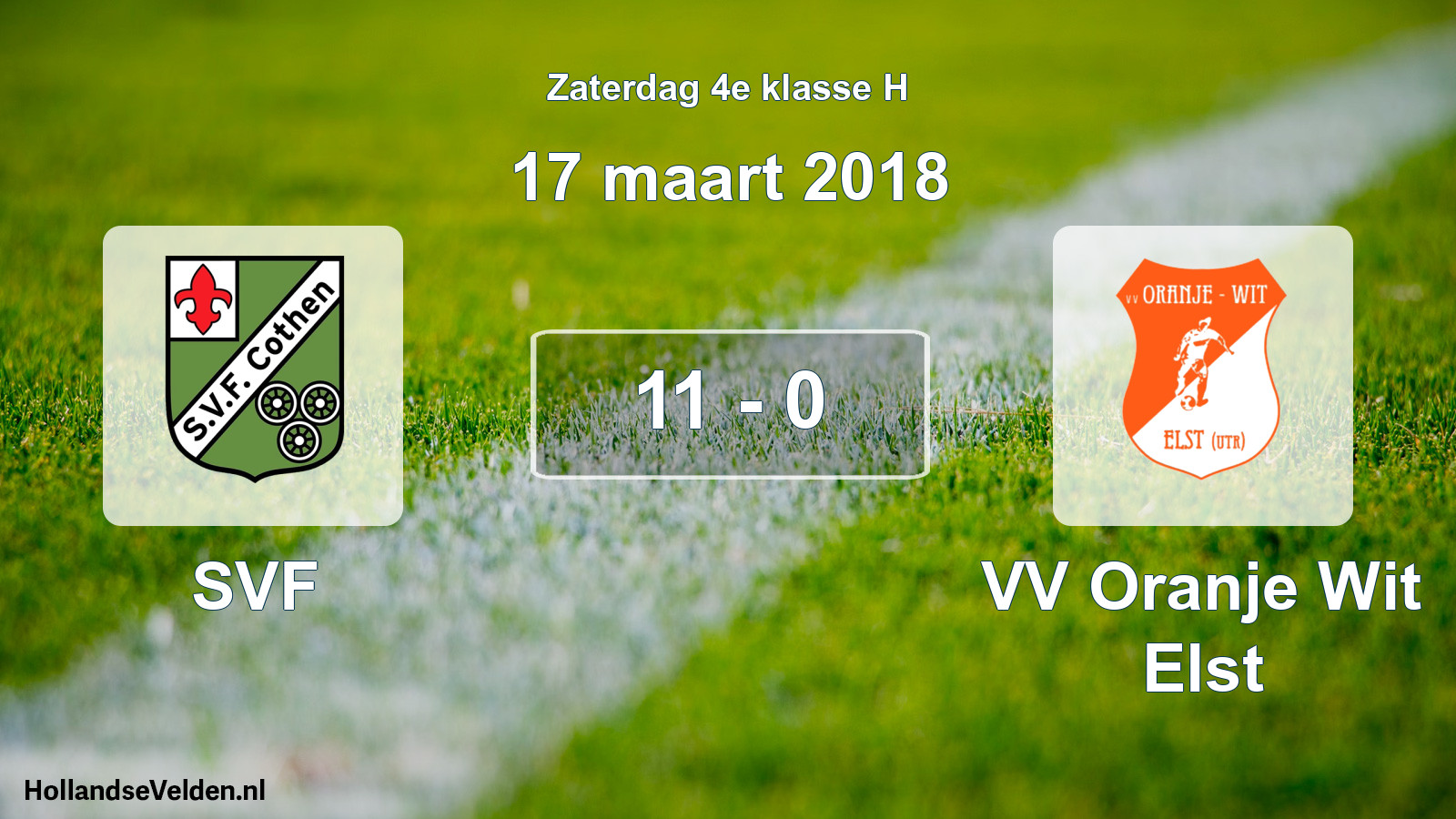 Total number of matches played: SVF - VV Oranje Wit Elst 11 - 0 (17 March 2018)