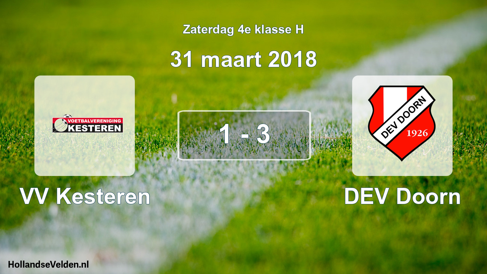 Total number of matches played: VV Kesteren - DEV Doorn 1 - 3 (31 March 2018)