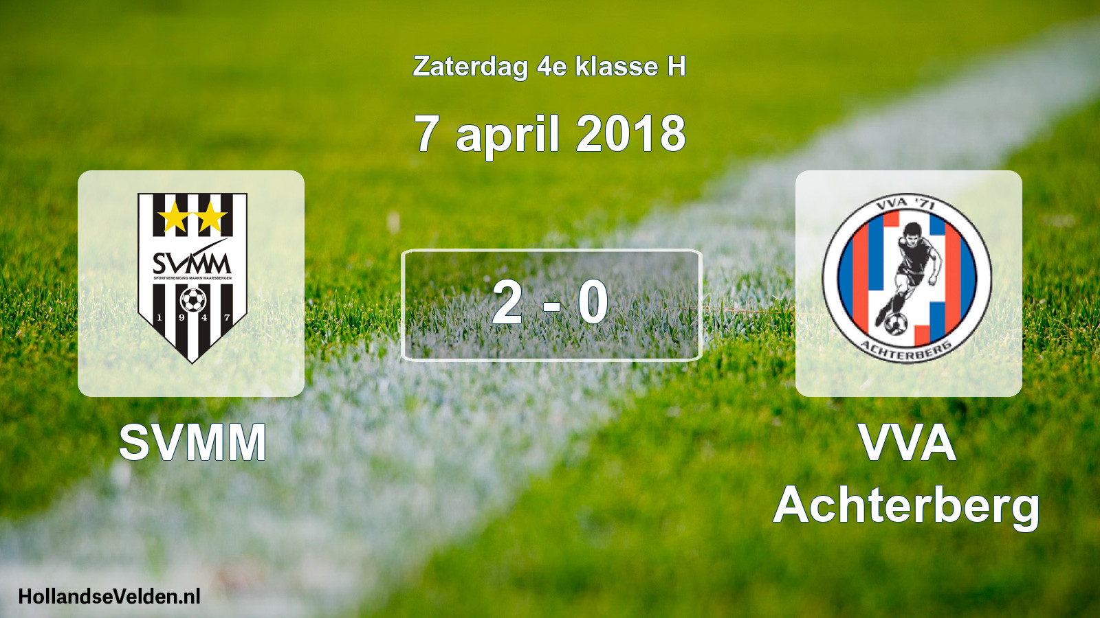 Total number of matches played: SVMM - VVA Achterberg 2 - 0 (7 April 2018)