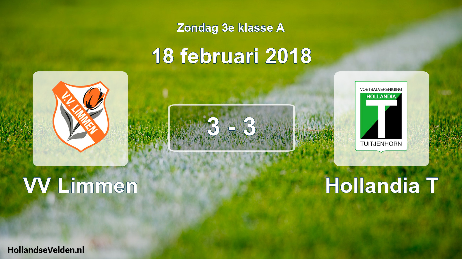 Total number of matches played: VV Limmen - Hollandia T 3 - 3 (18 February 2018)