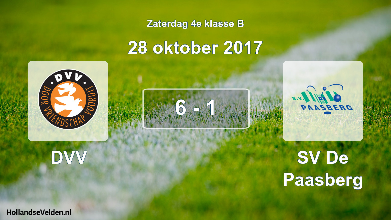 Total number of matches played: DVV - SV De Paasberg 6 - 1 (28 October 2017)