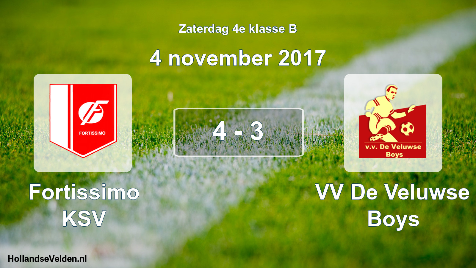 Total number of matches played: Fortissimo KSV - VV De Veluwse Boys 4 - 3 (4 November 2017)