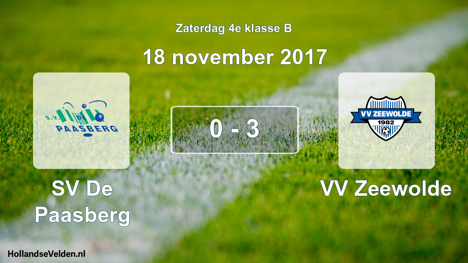 Total number of matches played: SV De Paasberg - VV Zeewolde 0 - 3 (18 November 2017)