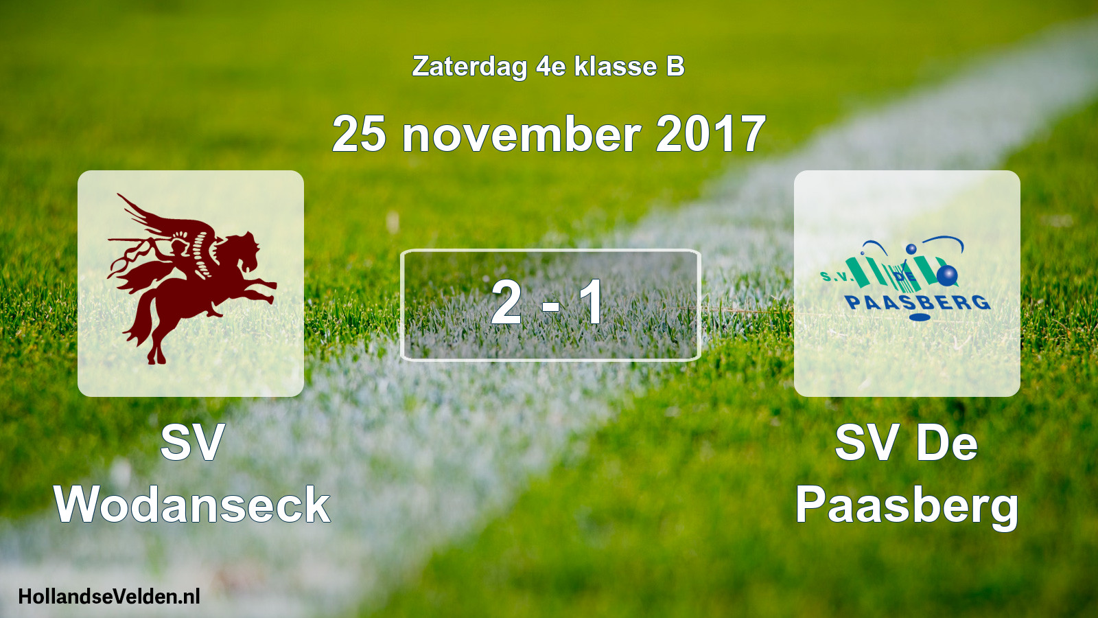 Total number of matches played: SV Wodanseck - SV De Paasberg 2 - 1 (25 November 2017)