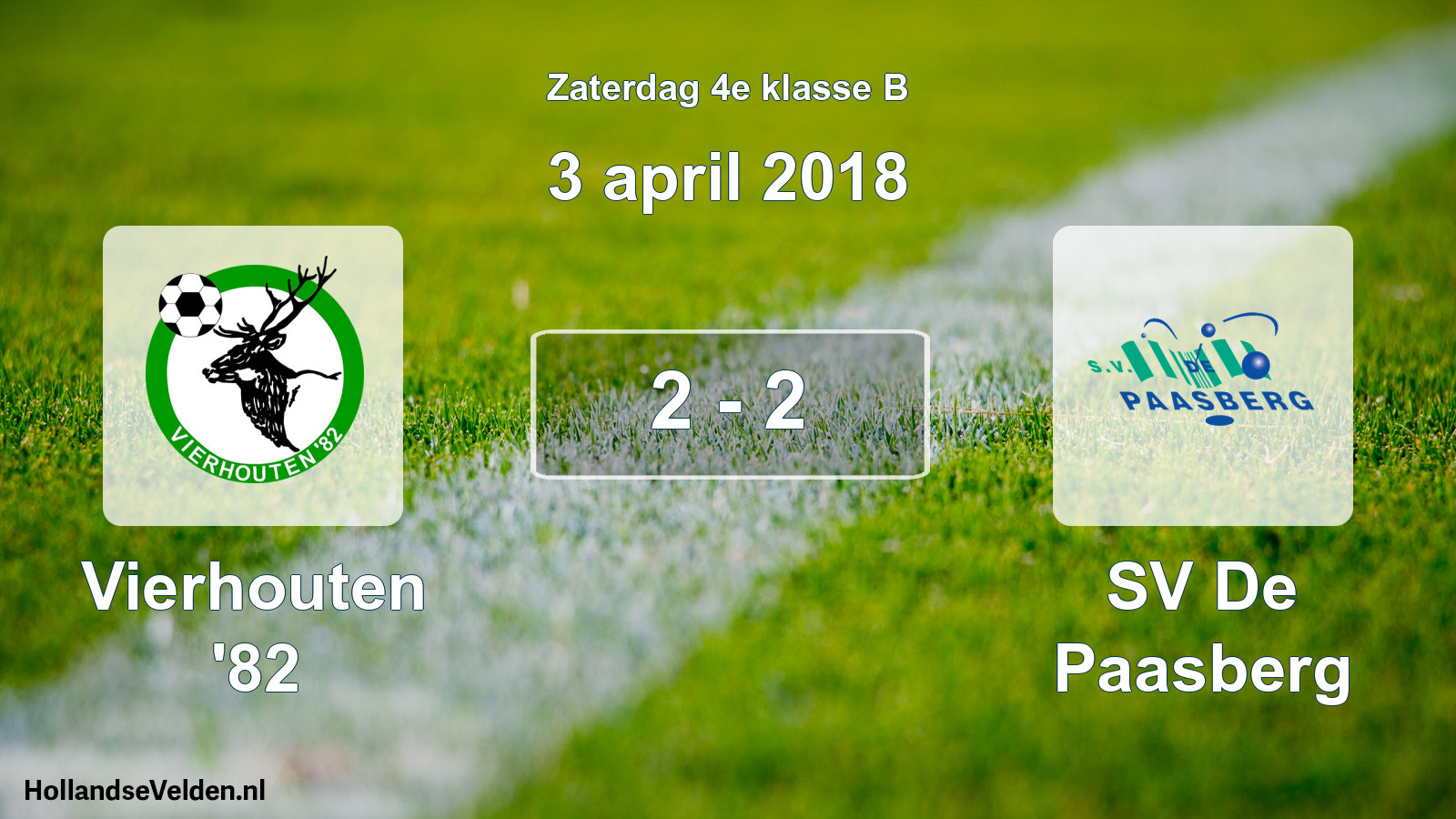 Total number of matches played: Vierhouten '82 - SV De Paasberg 2 - 2 (3 April 2018)