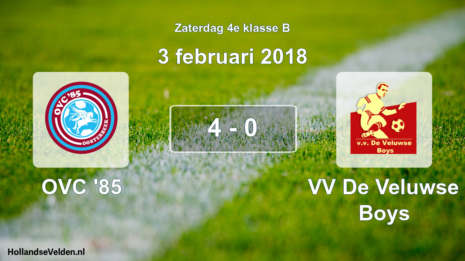 Total number of matches played: OVC '85 - VV De Veluwse Boys 4 - 0 (3 February 2018)
