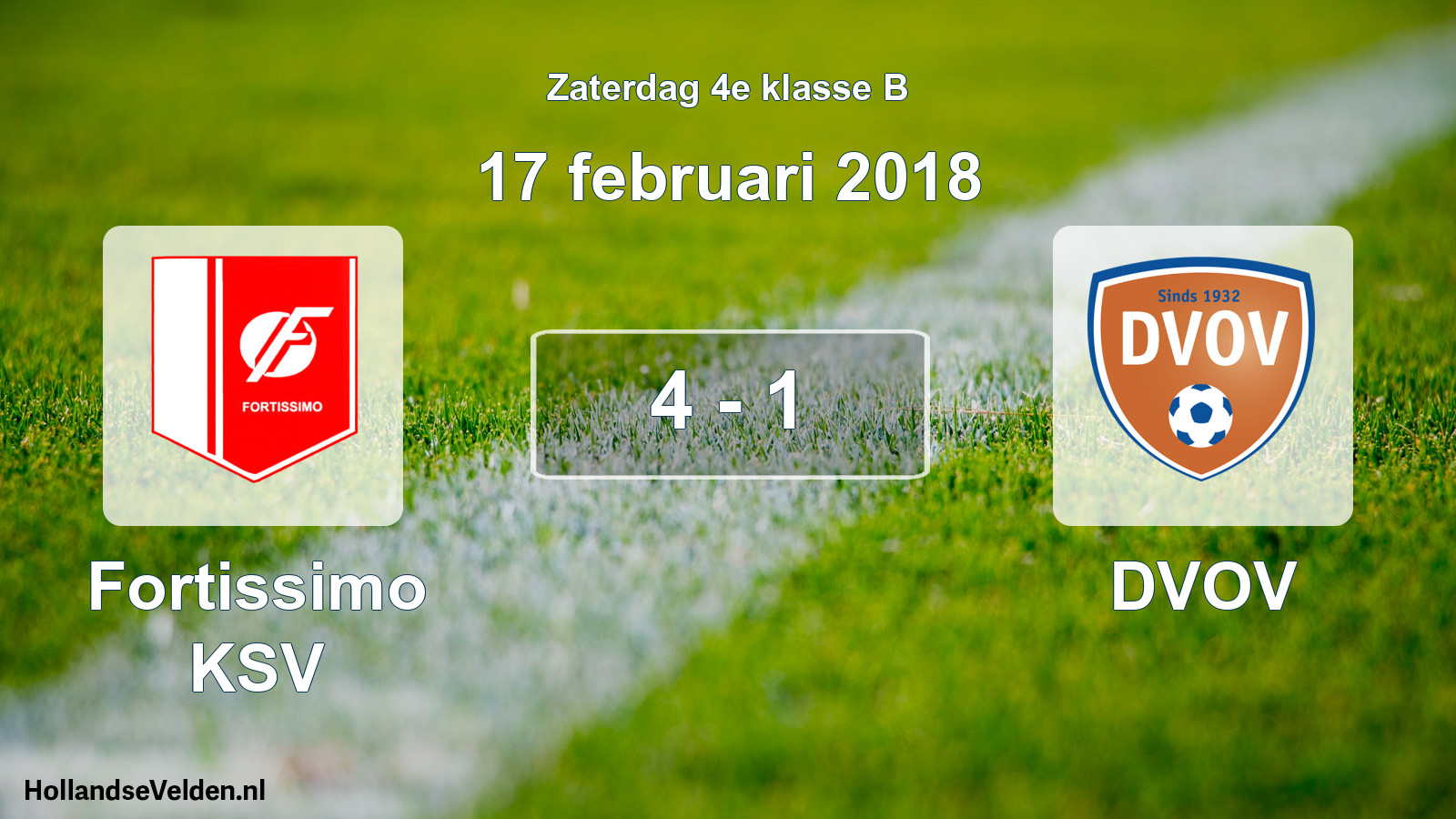 Total number of matches played: Fortissimo KSV - DVOV 4 - 1 (17 February 2018)