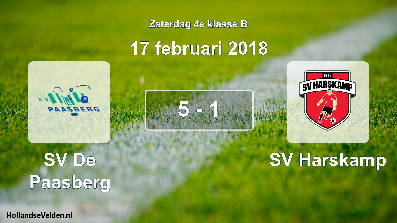 Total number of matches played: SV De Paasberg - SV Harskamp 5 - 1 (17 February 2018)