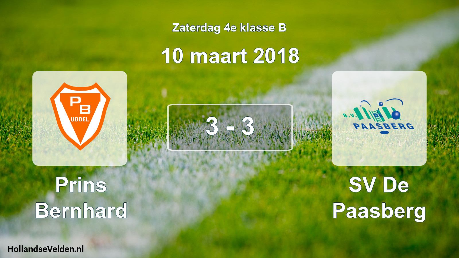 Total number of matches played: Prins Bernhard - SV De Paasberg 3 - 3 (10 March 2018)