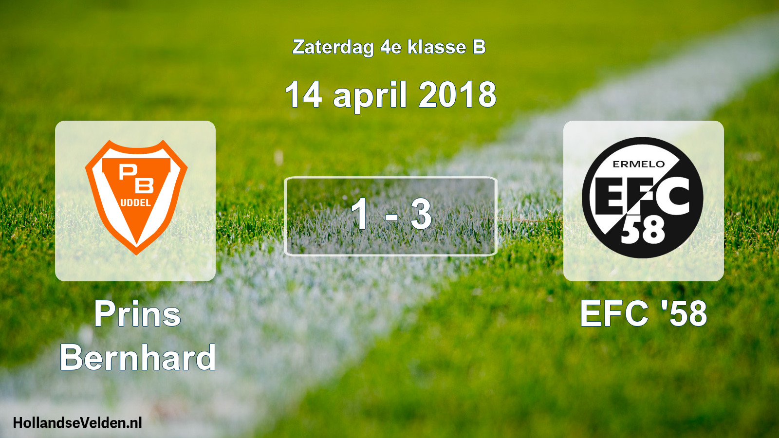 Total number of matches played: Prins Bernhard - EFC '58 1 - 3 (14 April 2018)