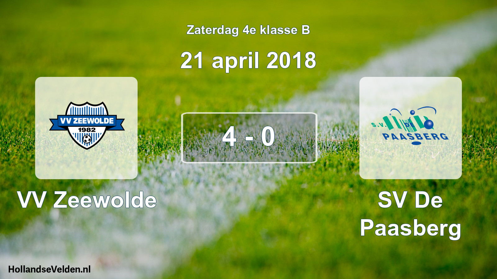 Total number of matches played: VV Zeewolde - SV De Paasberg 4 - 0 (21 April 2018)