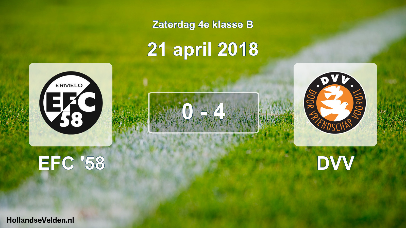 Total number of matches played: EFC '58 - DVV 0 - 4 (21 April 2018)