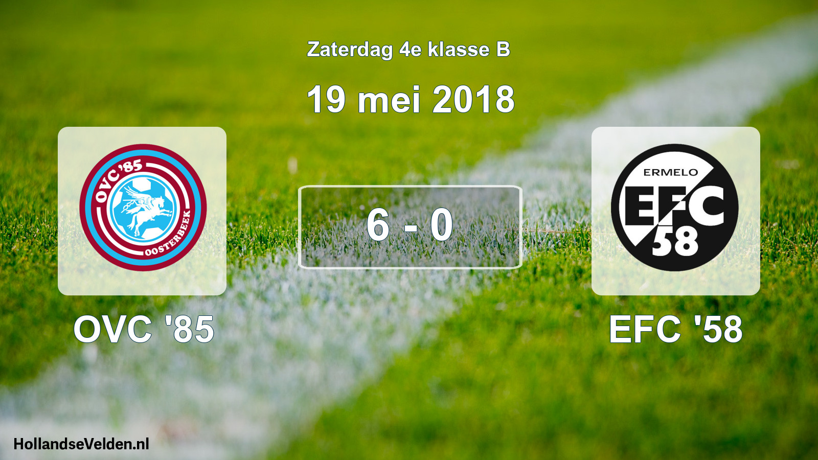Total number of matches played: OVC '85 - EFC '58 6 - 0 (19 May 2018)