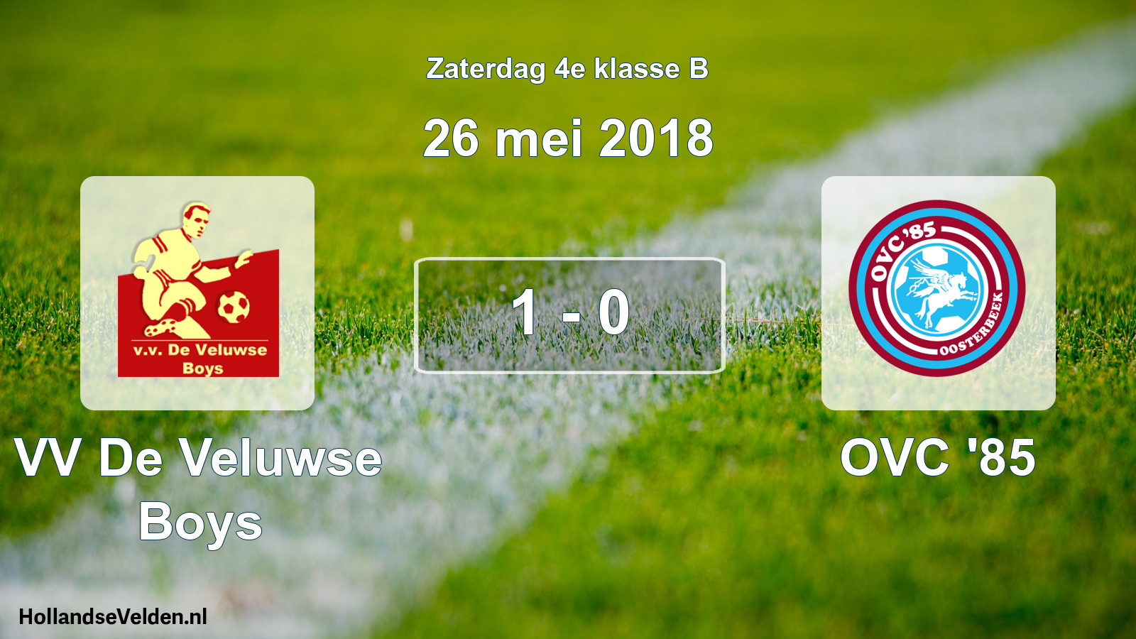 Total number of matches played: VV De Veluwse Boys - OVC '85 1 - 0 (26 May 2018)