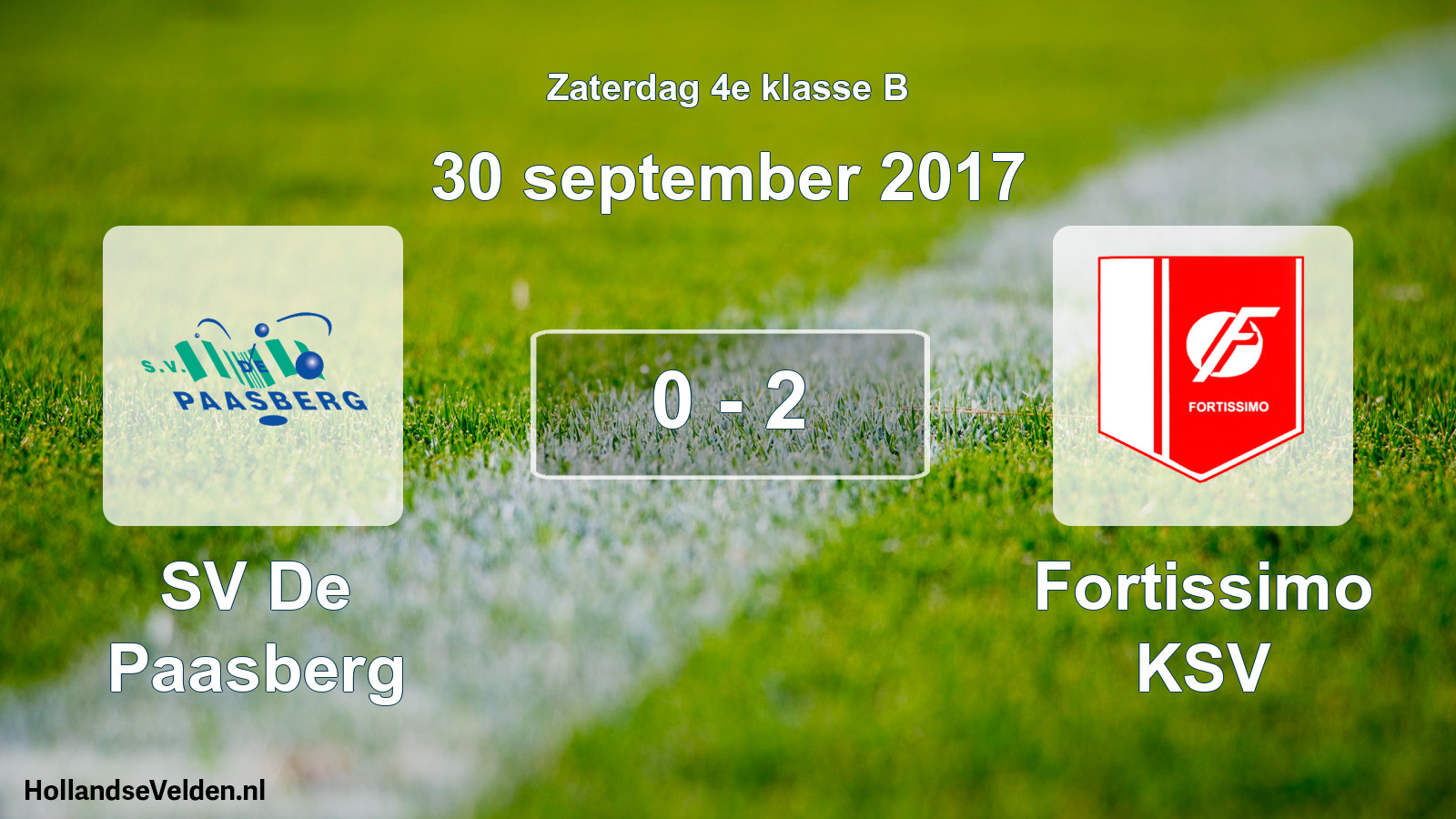 Total number of matches played: SV De Paasberg - Fortissimo KSV 0 - 2 (30 September 2017)