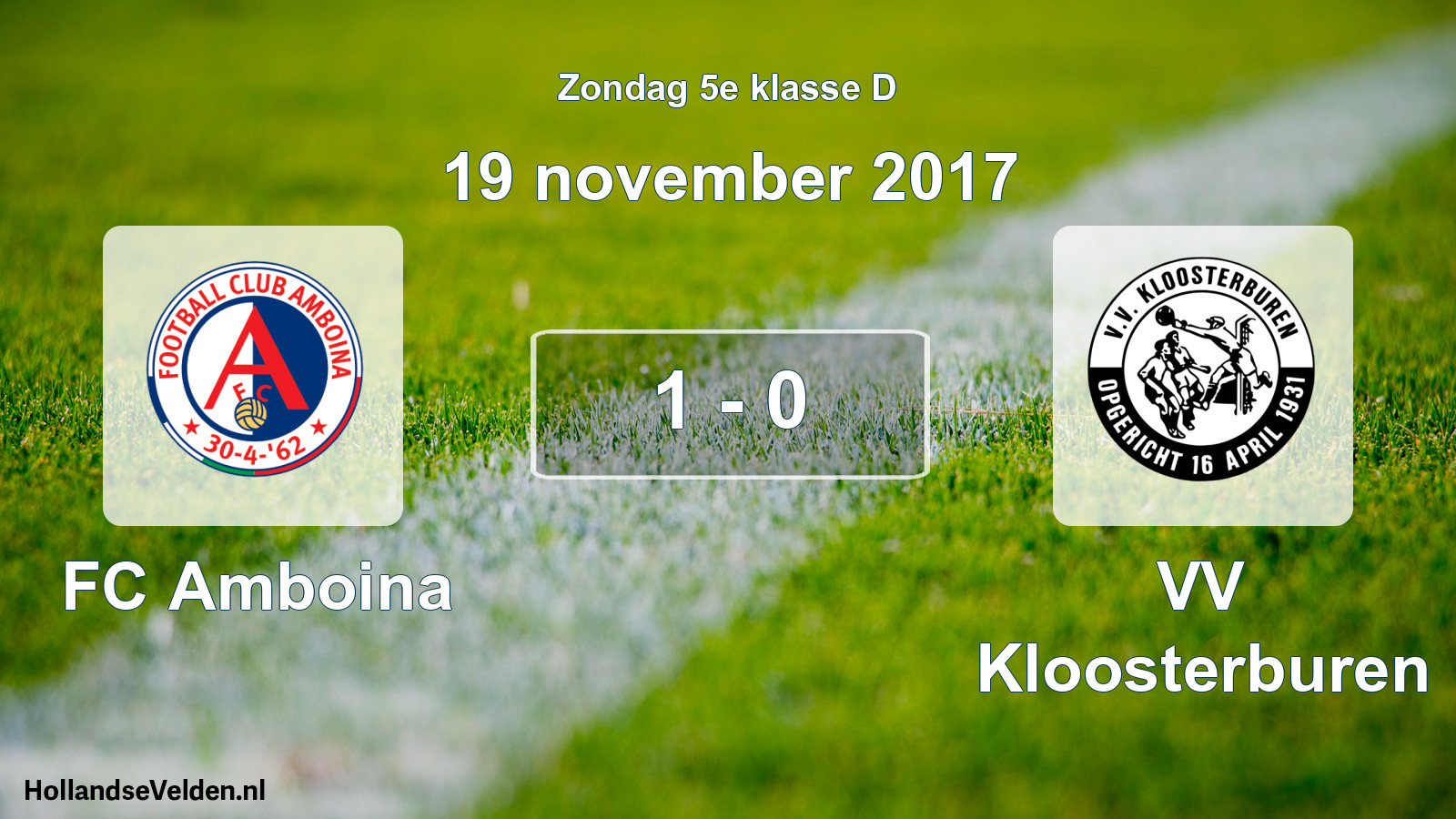 Total number of matches played: FC Amboina - VV Kloosterburen 1 - 0 (19 November 2017)