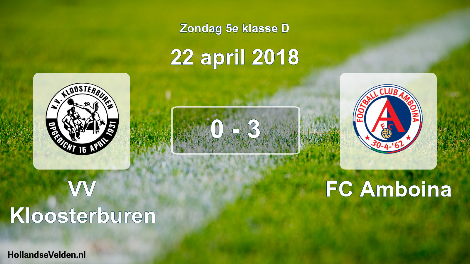 Total number of matches played: VV Kloosterburen - FC Amboina 0 - 3 (22 April 2018)