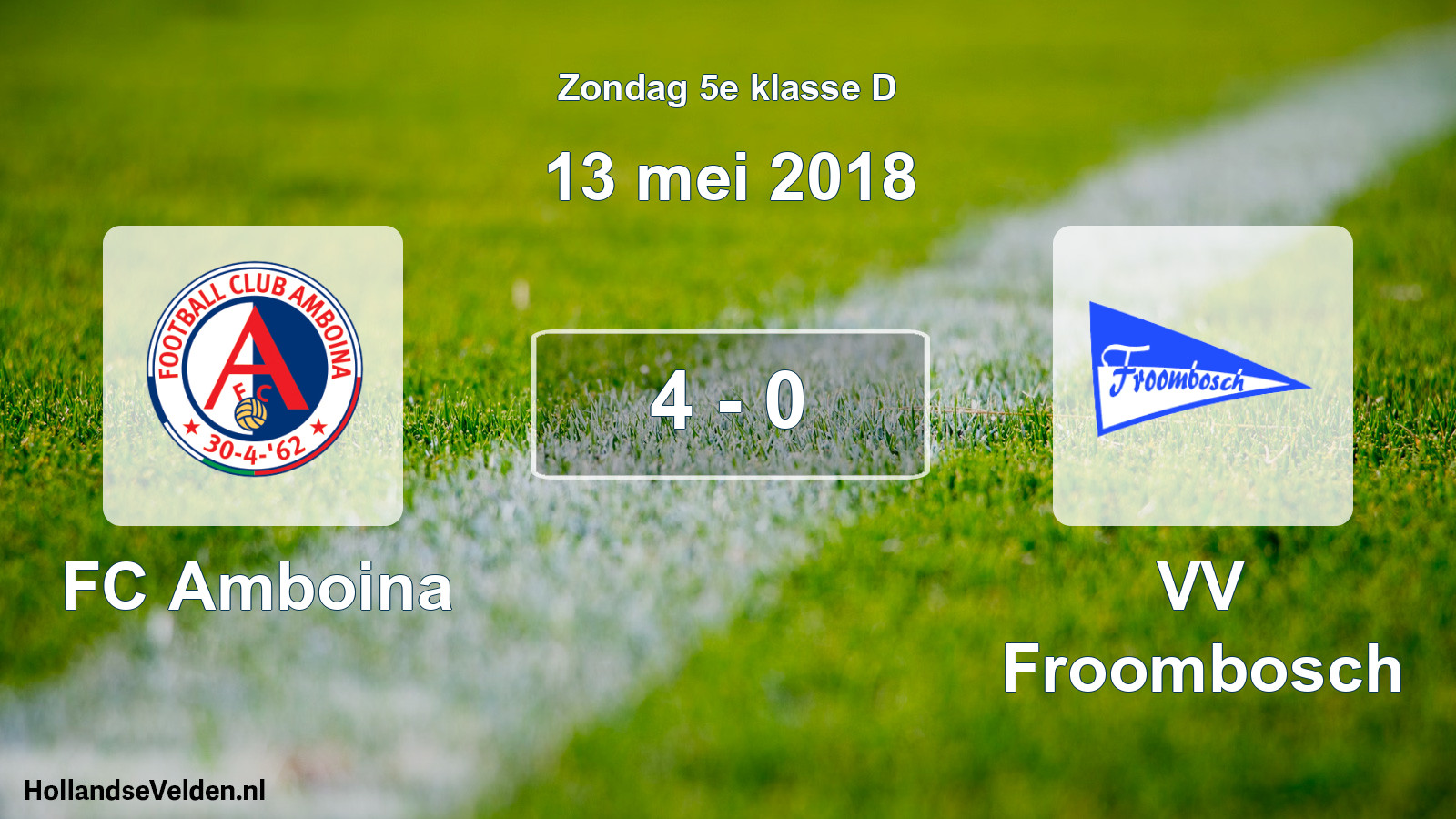 Total number of matches played: FC Amboina - VV Froombosch 4 - 0 (13 May 2018)