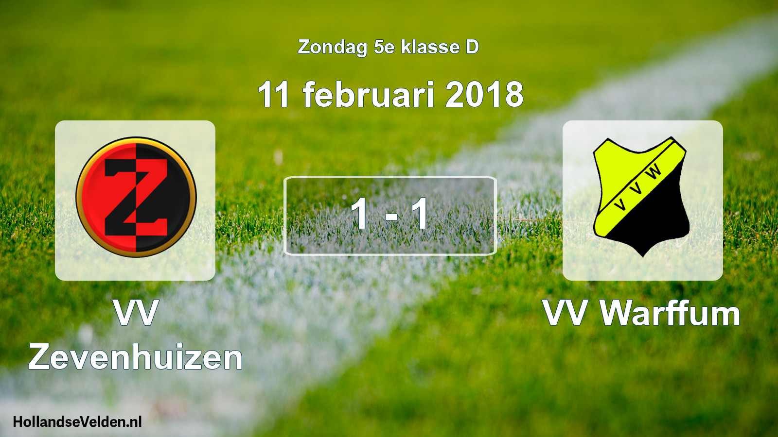 Total number of matches played: VV Zevenhuizen - VV Warffum 1 - 1 (11 February 2018)