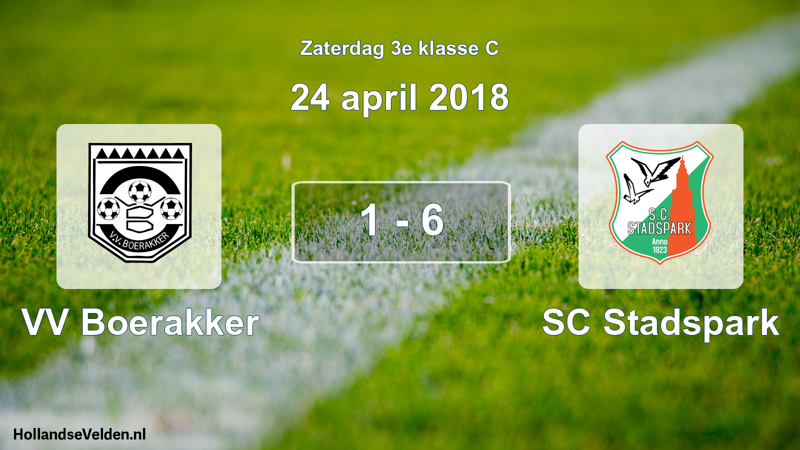 Total number of matches played: VV Boerakker - SC Stadspark 1 - 6 (24 April 2018)