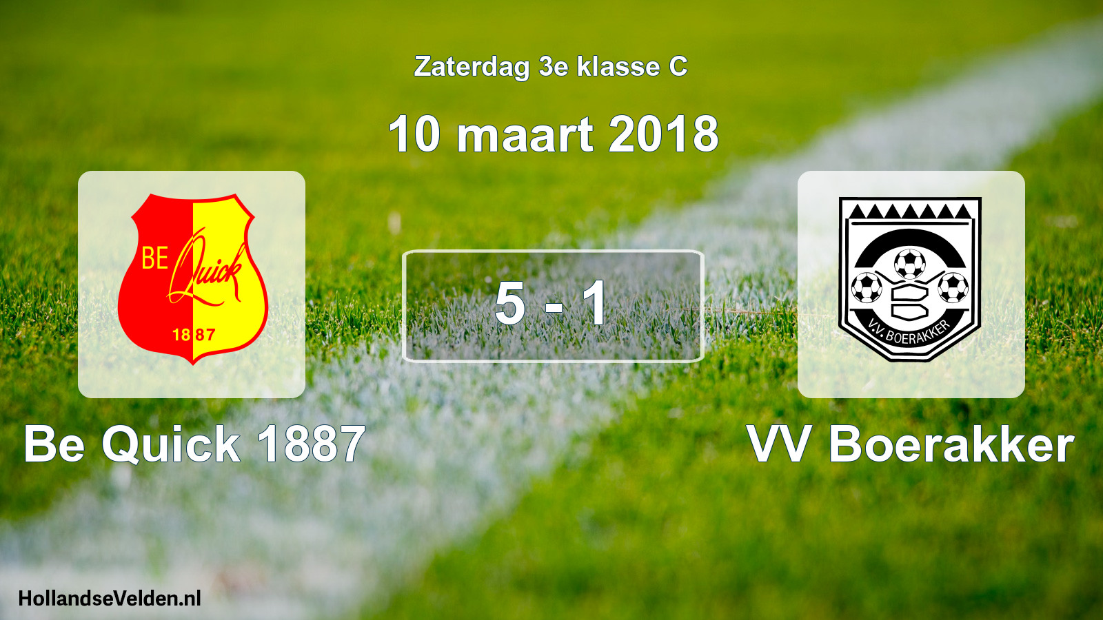 Total number of matches played: Be Quick 1887 - VV Boerakker 5 - 1 (10 March 2018)