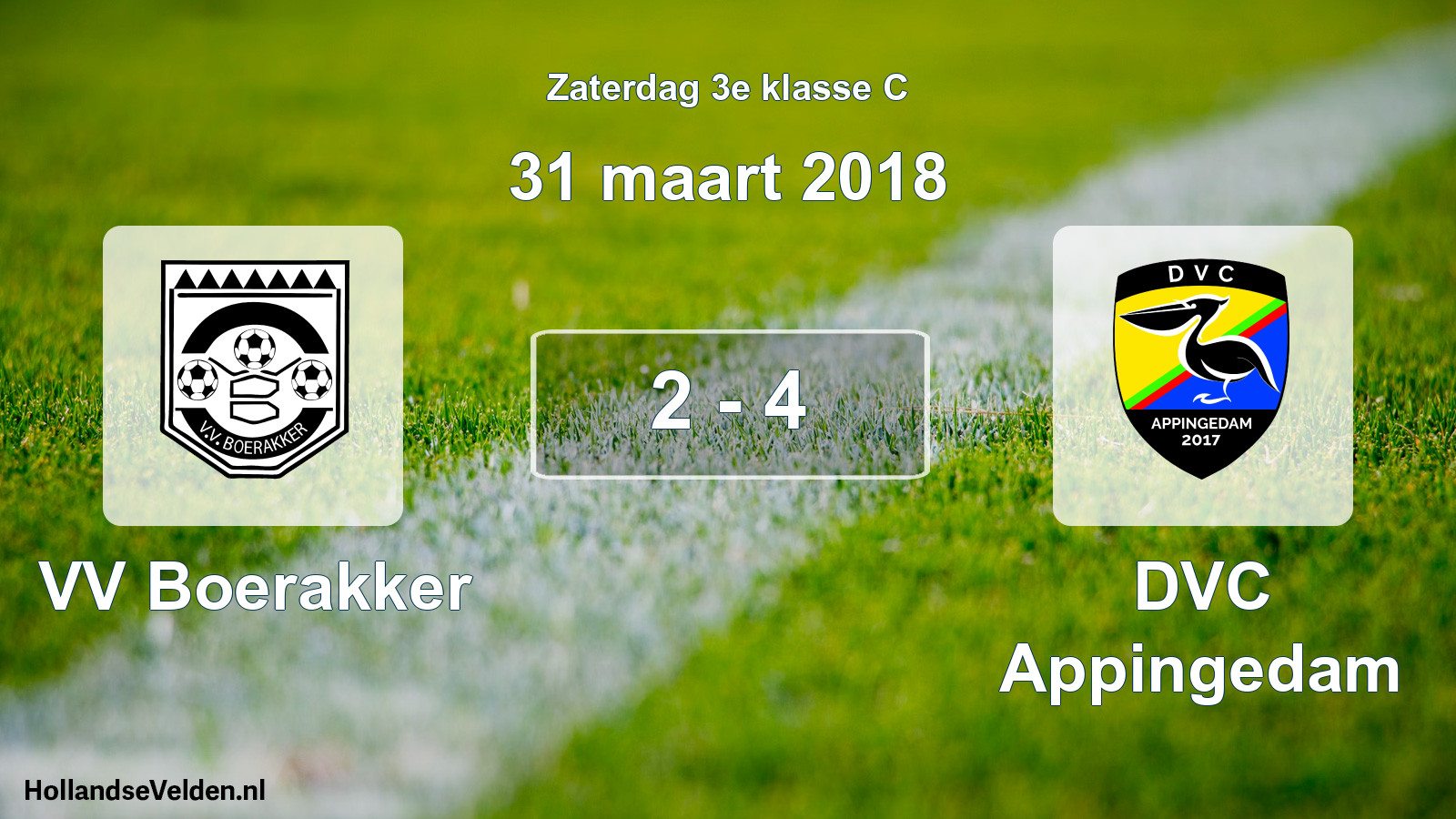 Total number of matches played: VV Boerakker - DVC Appingedam 2 - 4 (31 March 2018)