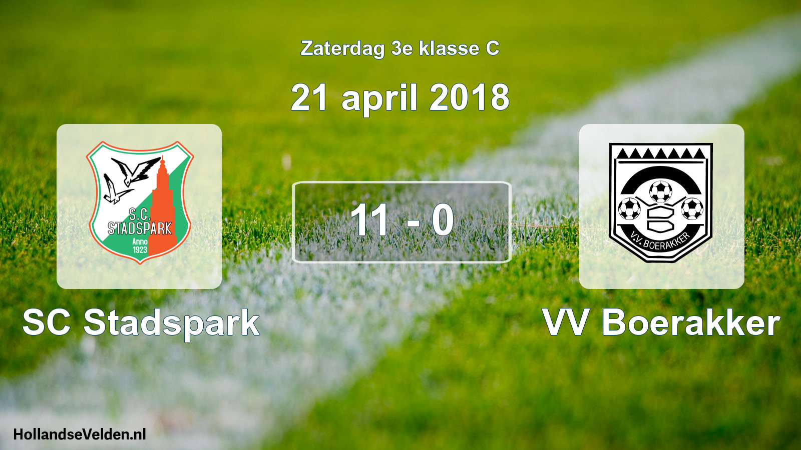 Total number of matches played: SC Stadspark - VV Boerakker 11 - 0 (21 April 2018)