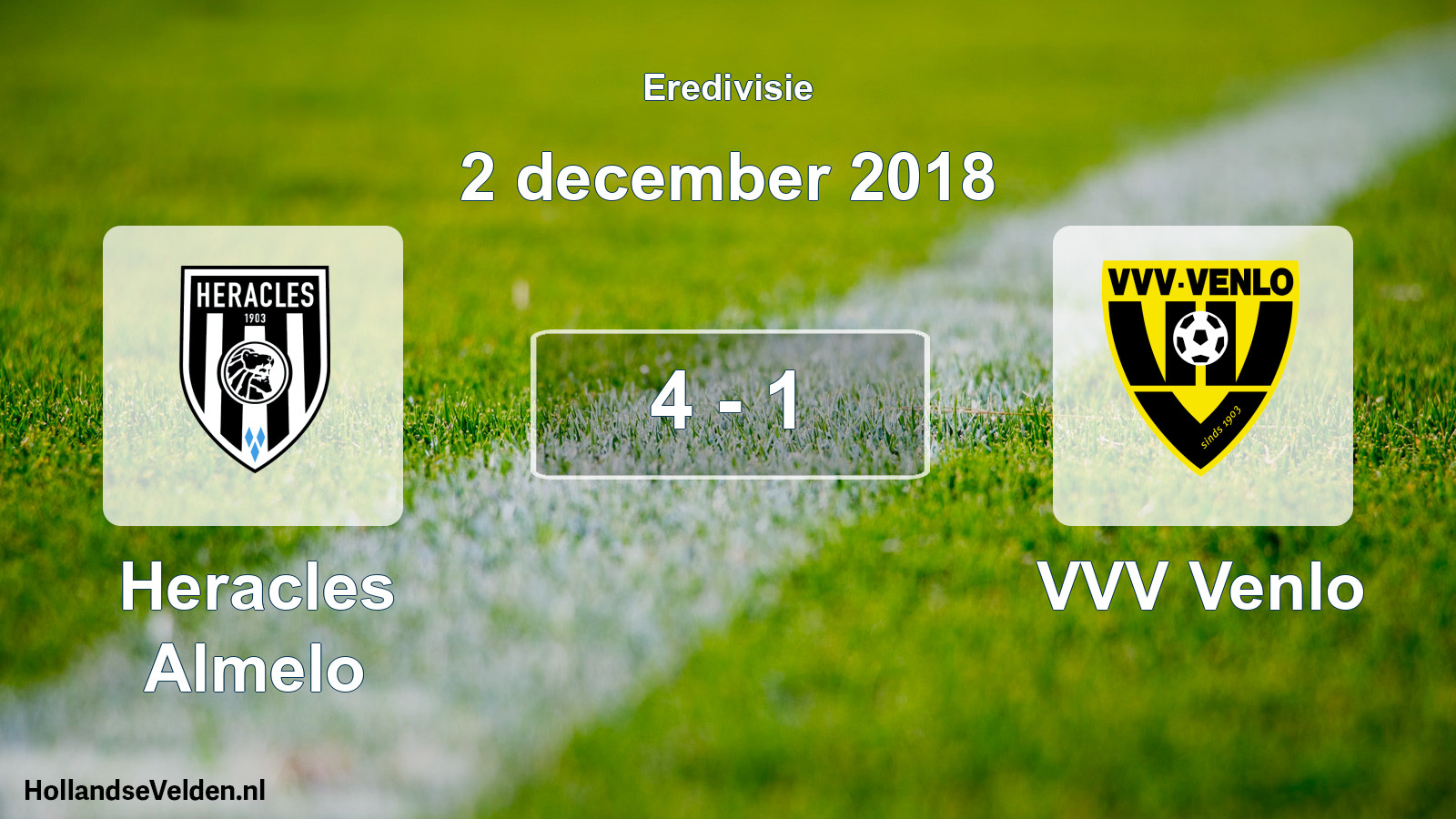 Total number of matches played: Heracles Almelo - VVV Venlo 4 - 1 (2 December 2018)