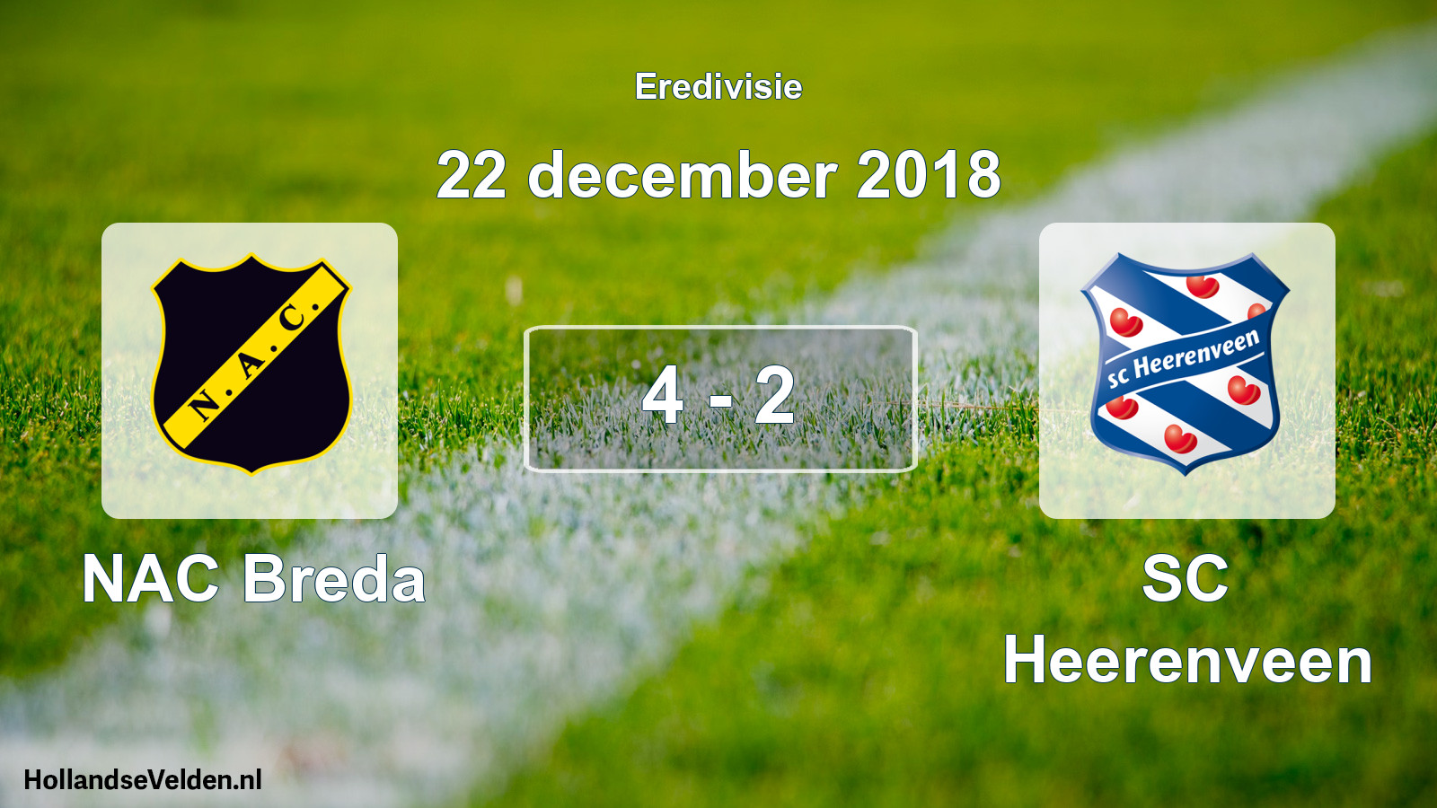Total number of matches played: NAC Breda - SC Heerenveen 4 - 2 (22 December 2018)