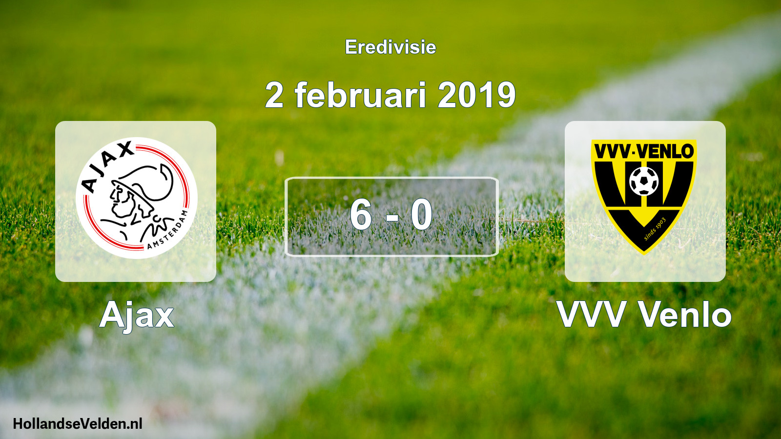 Total number of matches played: Ajax - VVV Venlo 6 - 0 (2 February 2019)
