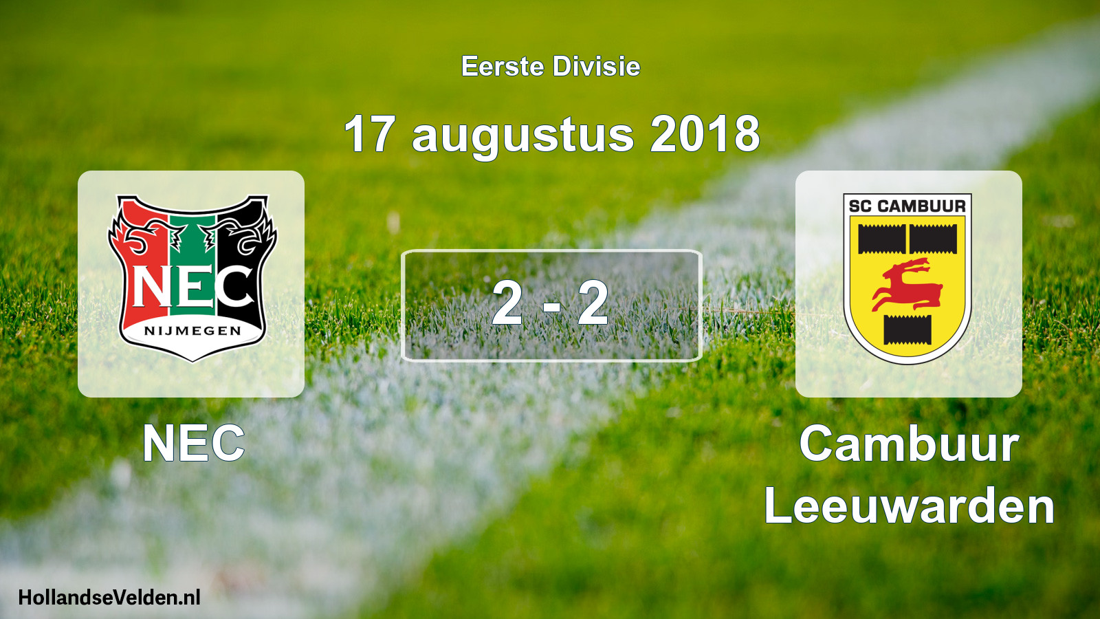 Total number of matches played: NEC - Cambuur Leeuwarden 2 - 2 (17 August 2018)