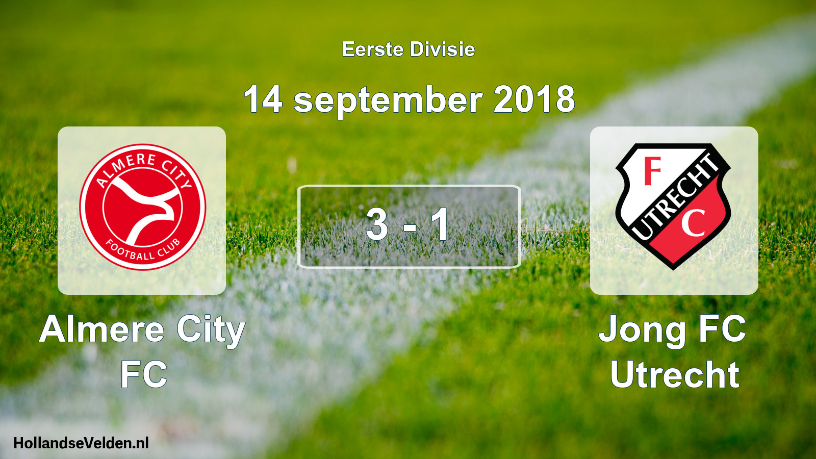 Total number of matches played: Almere City FC - Jong FC Utrecht 3 - 1 (14 September 2018)