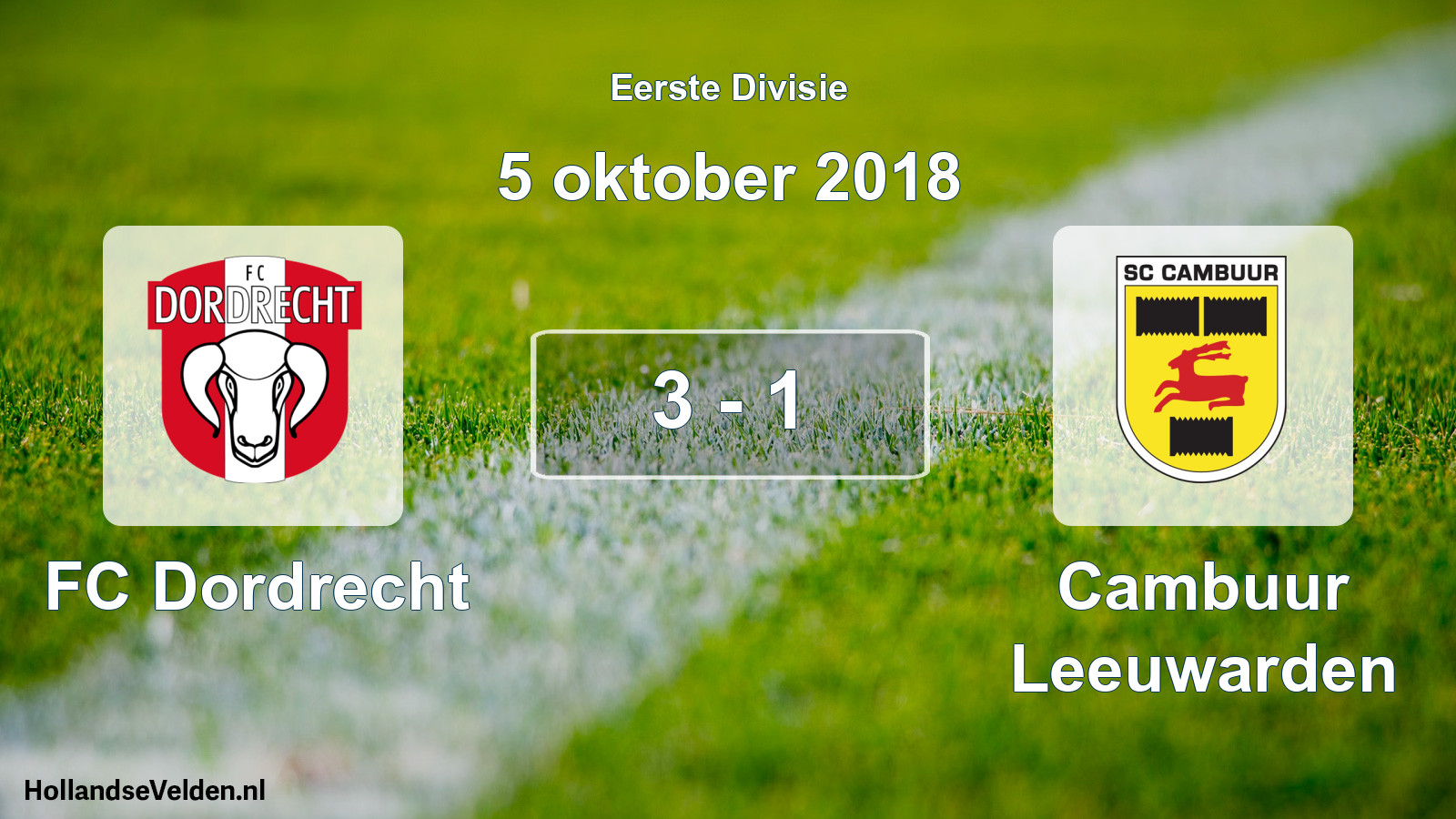 Total number of matches played: FC Dordrecht - Cambuur Leeuwarden 3 - 1 (5 October 2018)