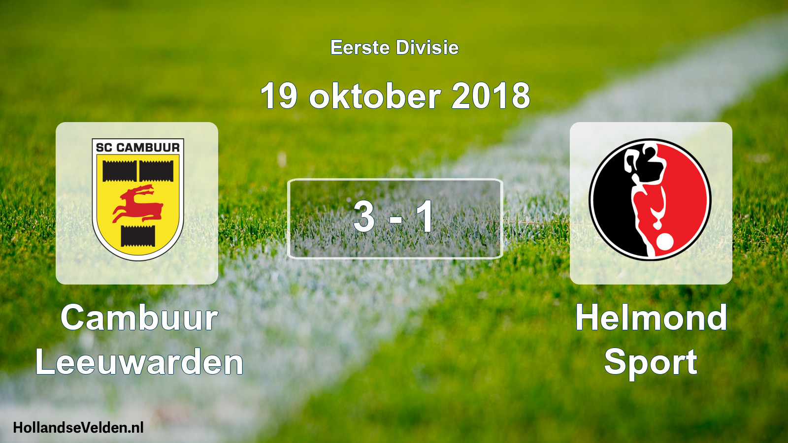 Total number of matches played: Cambuur Leeuwarden - Helmond Sport 3 - 1 (19 October 2018)