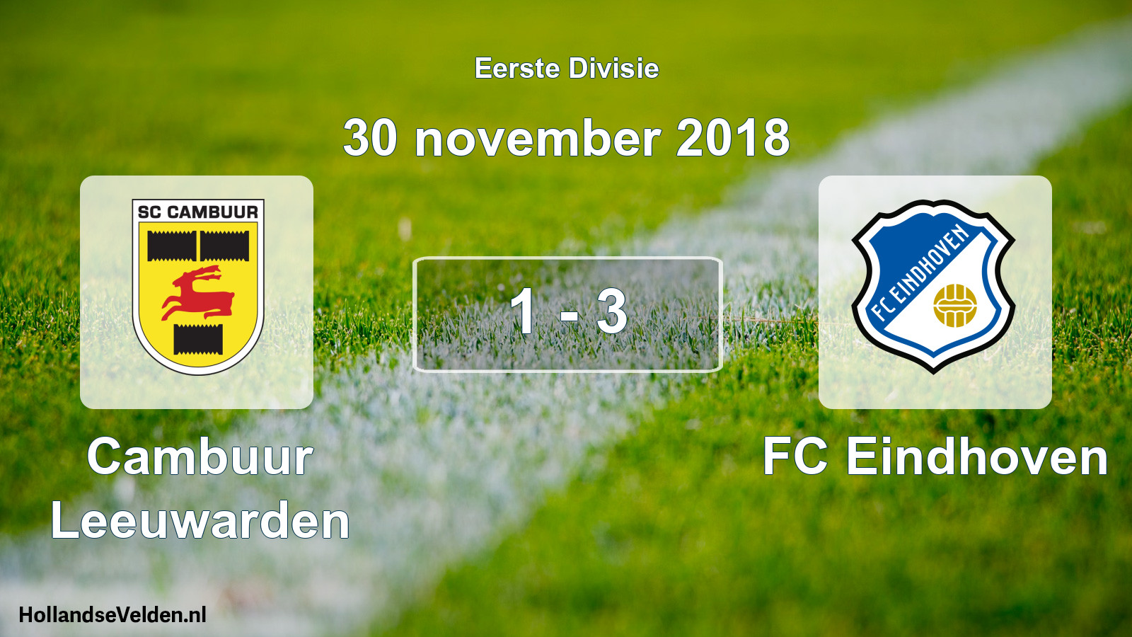 Total number of matches played: Cambuur Leeuwarden - FC Eindhoven 1 - 3 (30 November 2018)