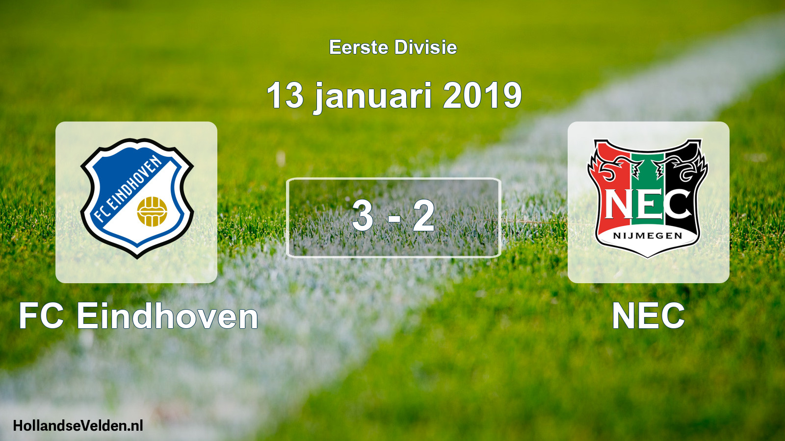 Total number of matches played: FC Eindhoven - NEC 3 - 2 (13 January 2019)