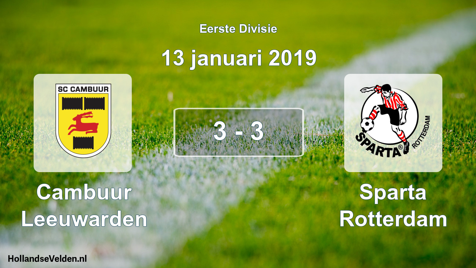 Total number of matches played: Cambuur Leeuwarden - Sparta Rotterdam 3 - 3 (13 January 2019)